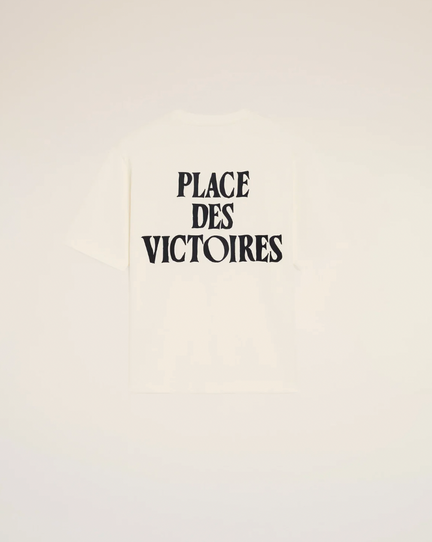 T-shirt noir AMI Paris imprimé Beige en coton "Place des Victoires"