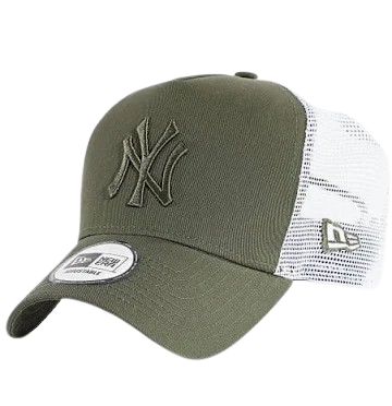 Casquette Trucker League Essential NY New York Yankees Vert Kaki Blanc