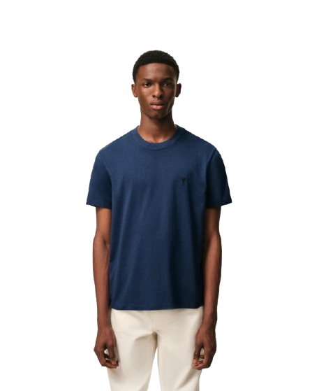 T-shirt Bleu Marine Logo Noir Ami De Coeur en Coton