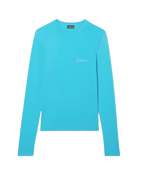 Jacquemus femme Le T-Shirt Brode Manches Longues T-Shirt bleu