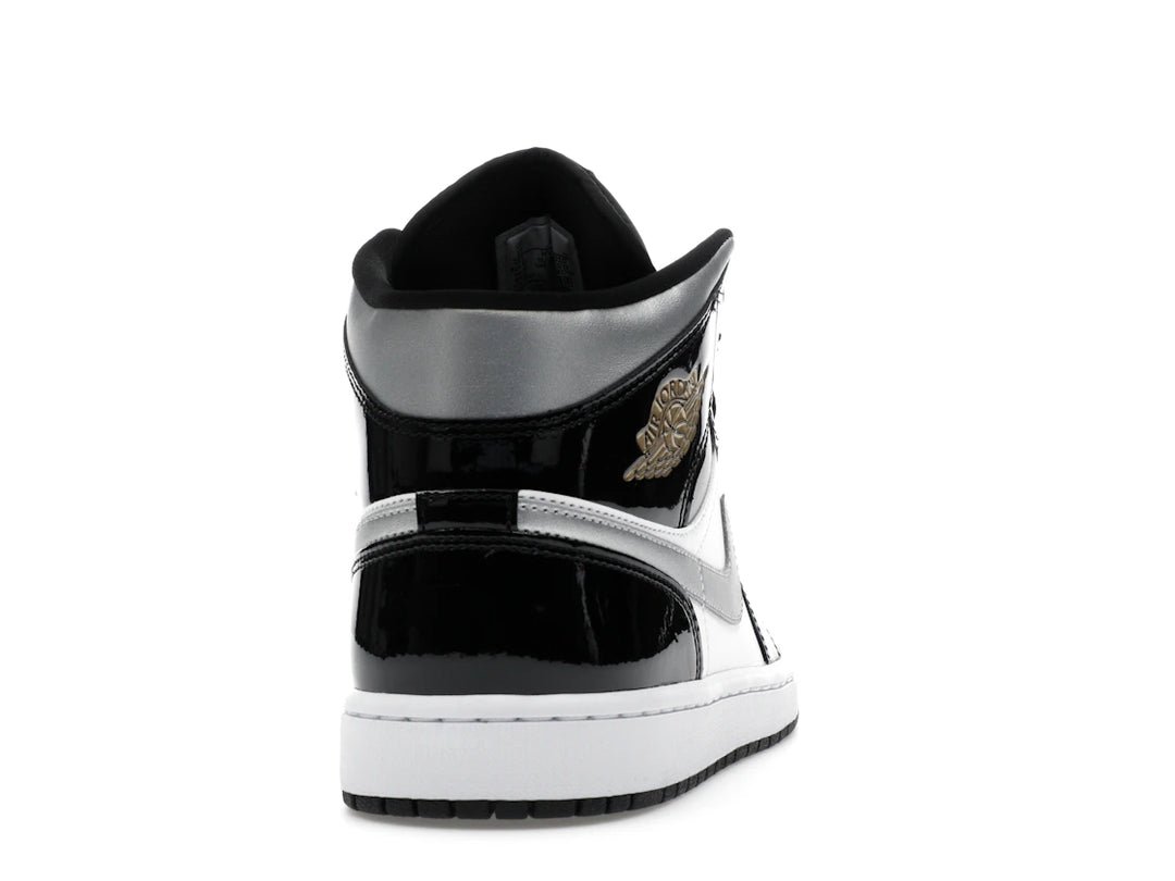 Air Jordan 1 Mid SE Patent Black White Metallic Silver Metallic Gold - HV0789-010