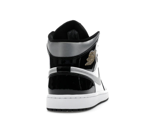 Air Jordan 1 Mid SE Patent Black White Metallic Silver Metallic Gold - HV0789-010