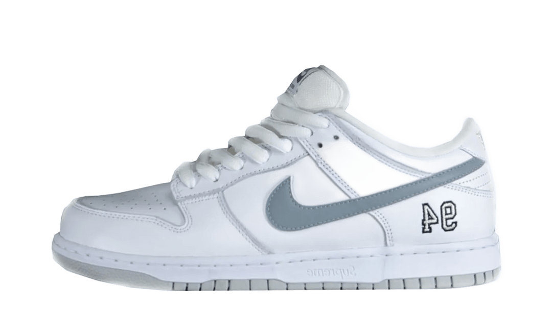 SB Dunk Low Supreme 94 White Metallic Silver - HQ8487-100
